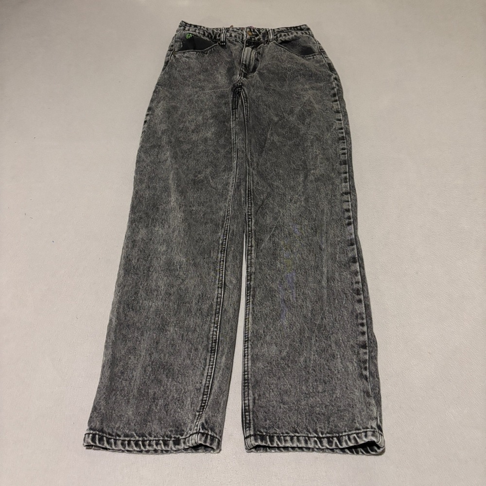 Empyre Verge Womens Grey Acid Wash Skate Jeans 26x30 High Waisted Straight Leg